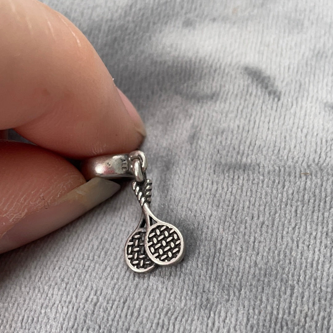 Genuine Pandora Tennis Sports Racket and Ball Charm RARE