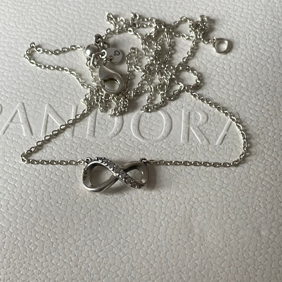 Genuine Pandora Pave Beautiful Sparkle Infinity Necklace