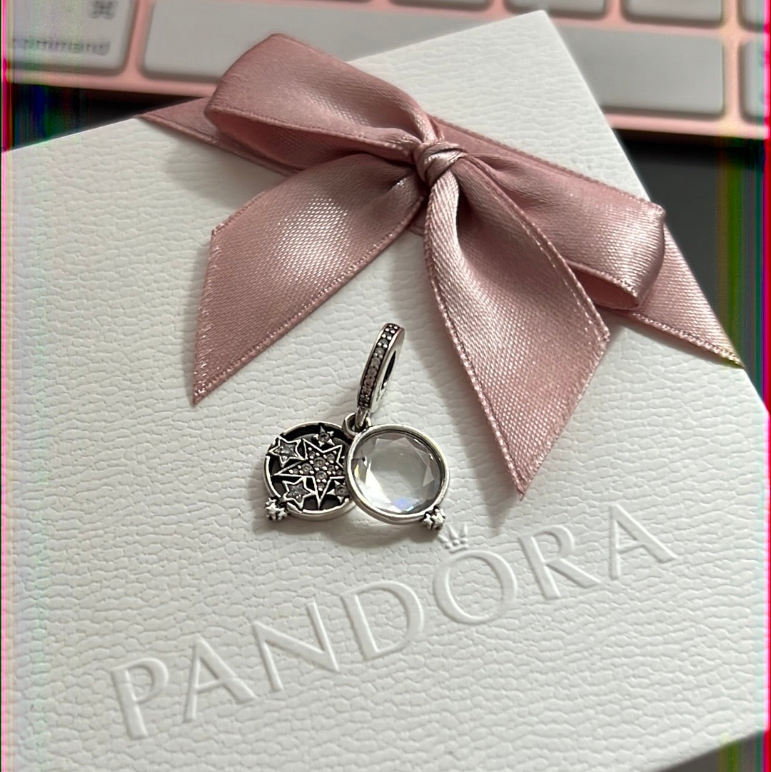 Genuine Pandora Magnified Star Sparkle Dangle Charm Pendant