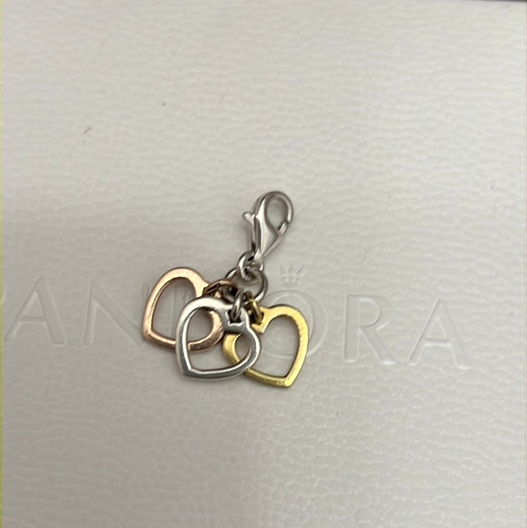 Genuine Thomas Sabo Tri Tone Heart Dangle Clip Charm