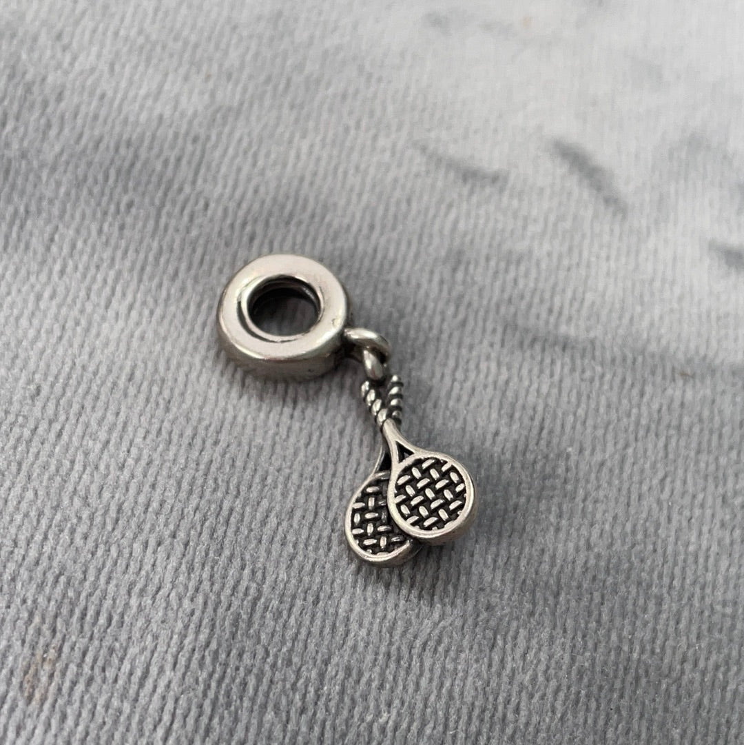 Genuine Pandora Tennis Sports Racket and Ball Charm RARE