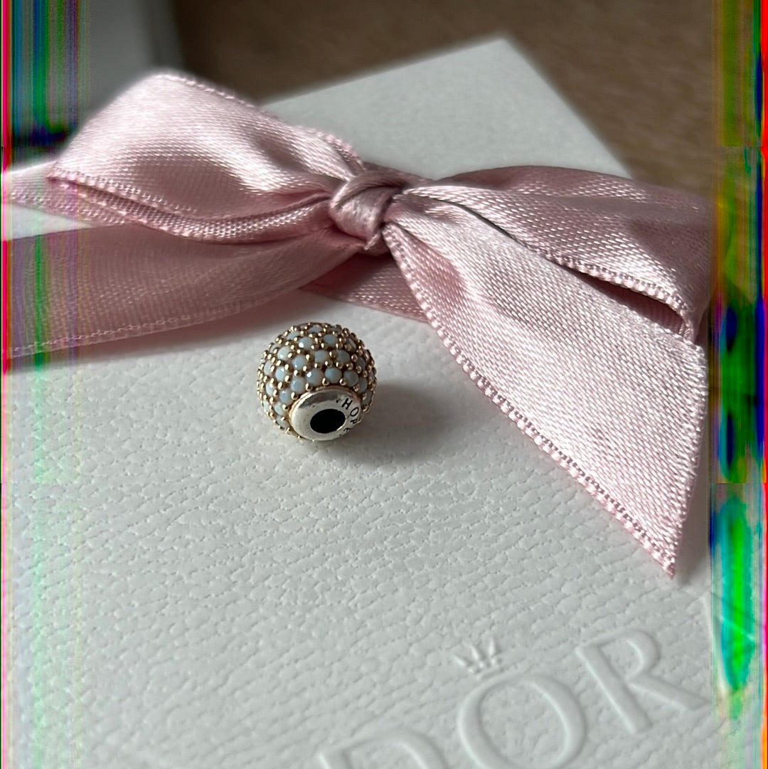 Genuine Pandora Essence Two Tone White Quartz Hope Gemstone Charm
