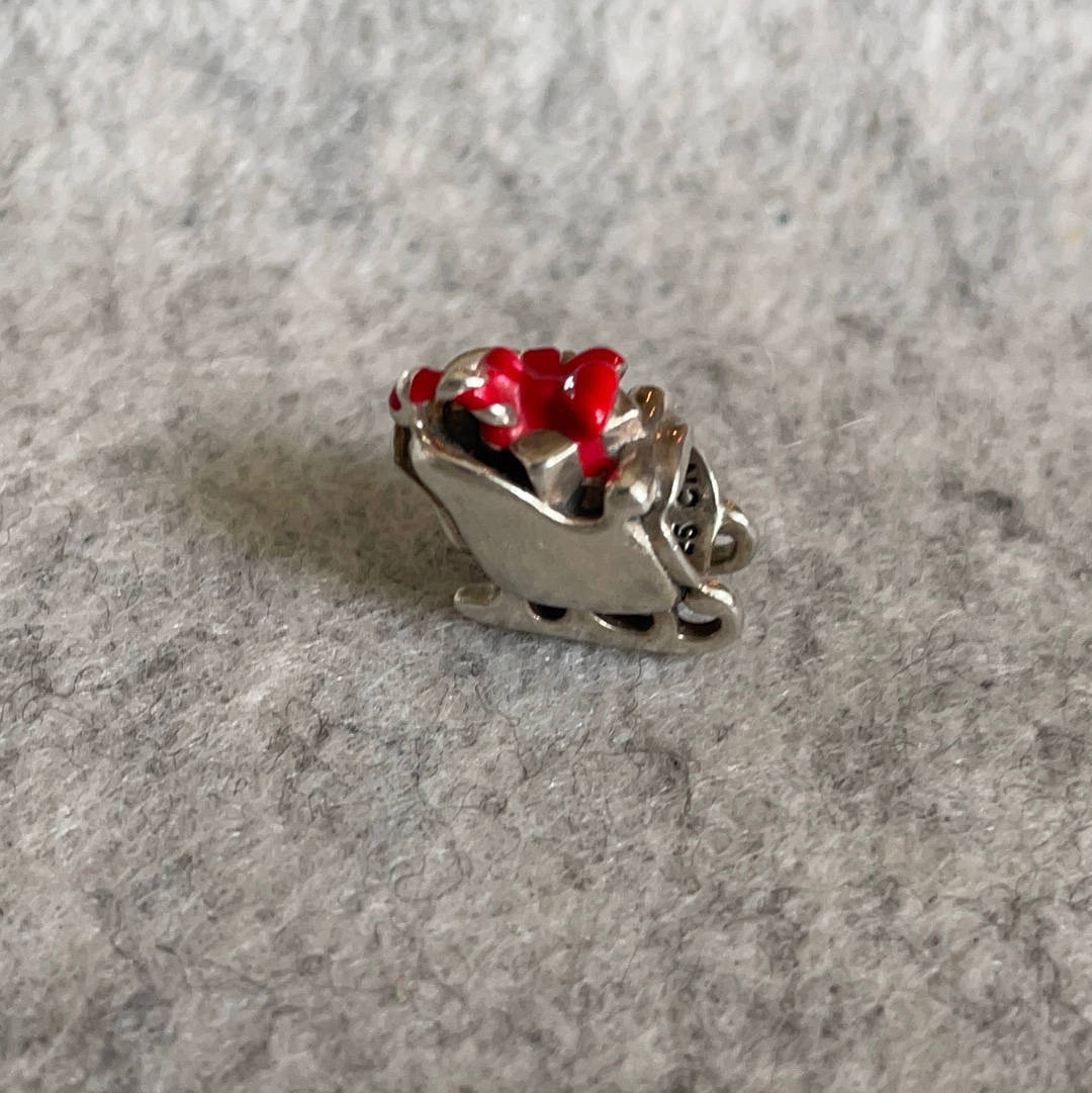 Genuine Chamilia Christmas Enamel Sleigh Charm