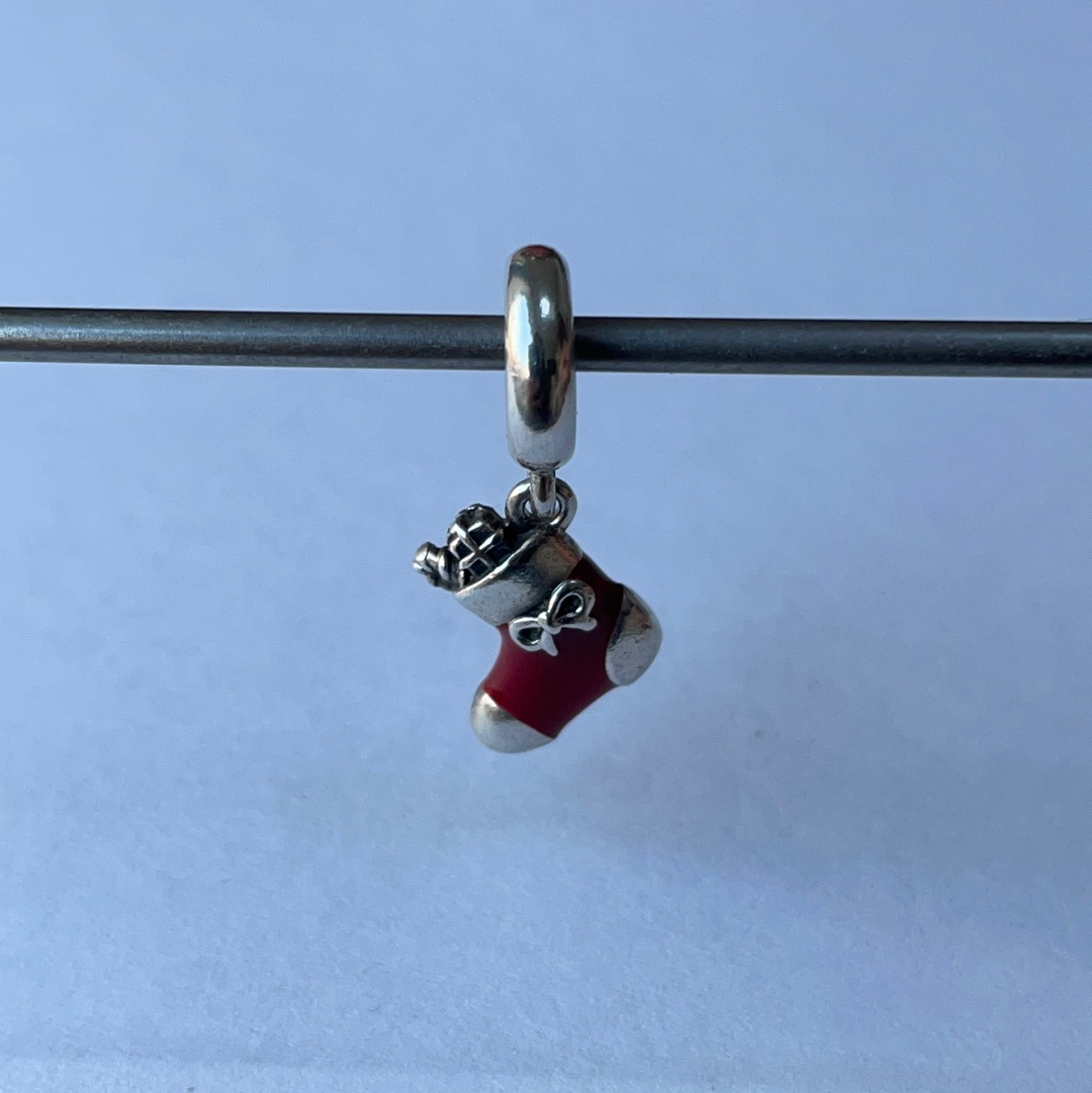 Genuine Pandora Stocking Red Enamel Christmas Charm Dangle