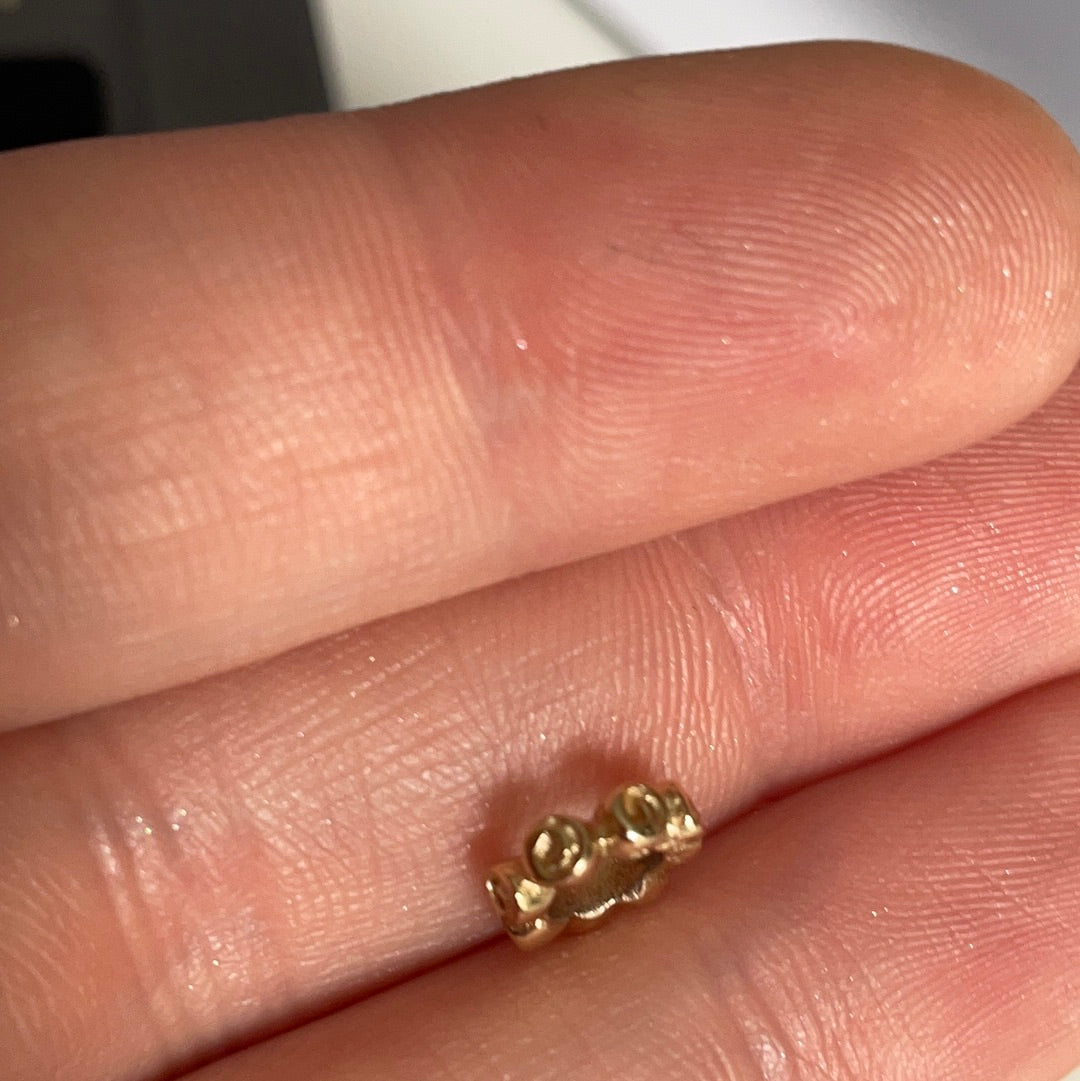 Genuine Pandora Solid 14ct Gold Tiny Roses Swirl Spacer Charm HTF