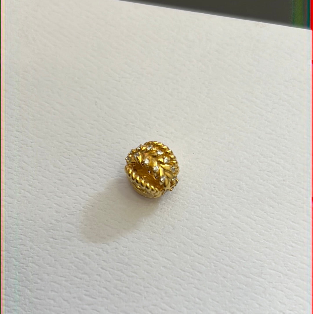 Genuine Pandora Shine Wheat Sheaf Pave Grain Charm Gold