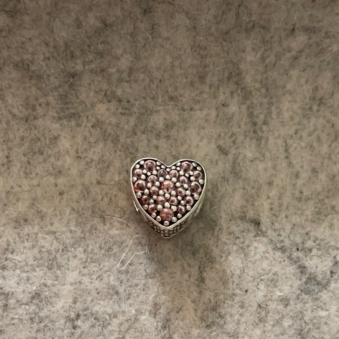 Genuine Pandora Pave Droplet Pink Heart Sparkle Charm