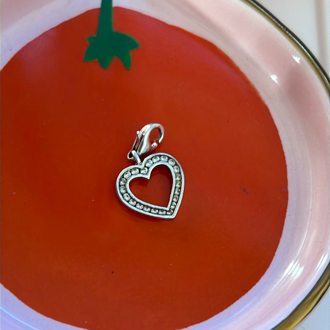 Genuine Thomas Sabo Sterling Silver Dangle Clip Pave Heart Charm