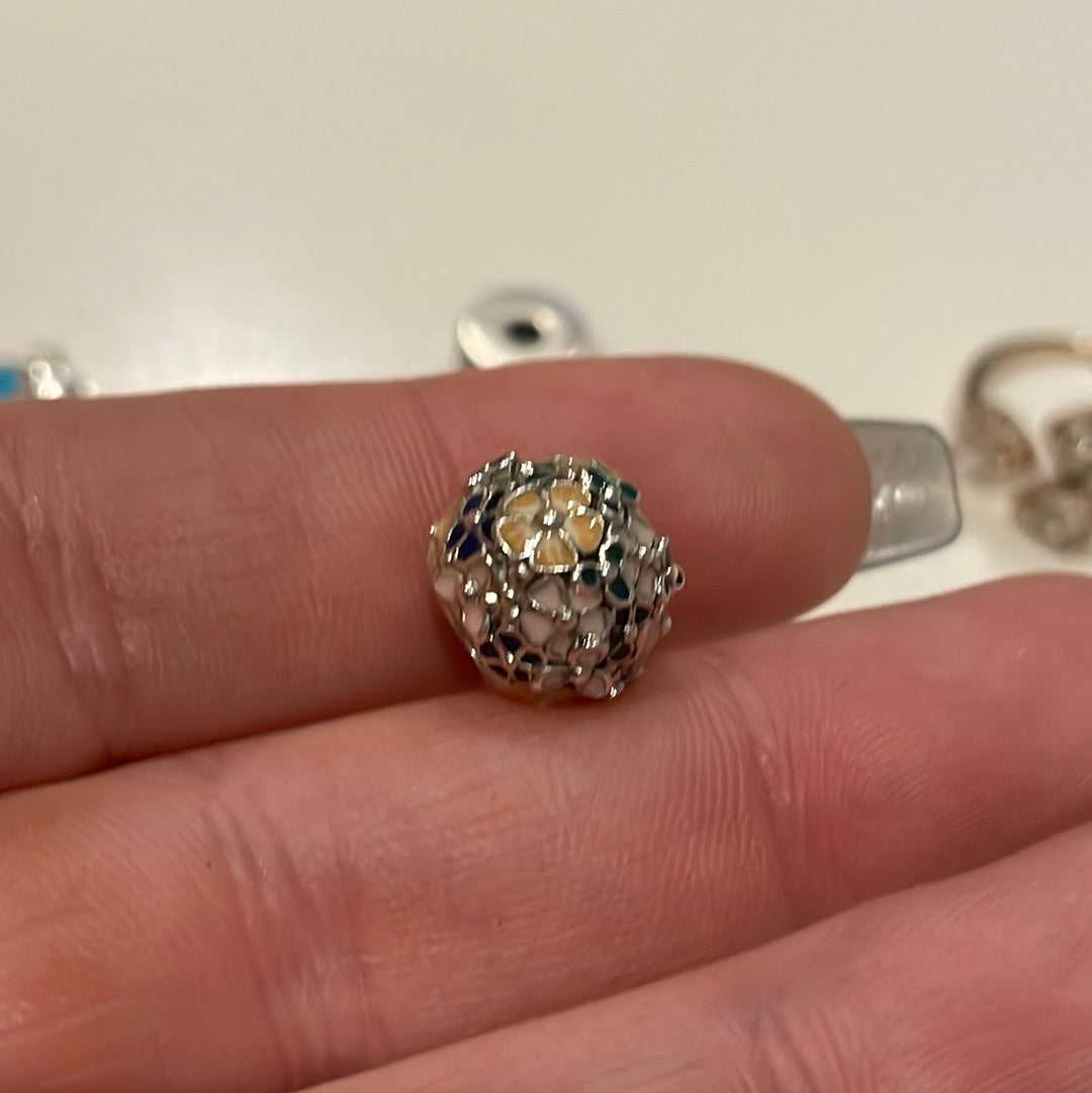 Genuine Pandora Enamel Flower Classic Flower Arrangement Charm Colourful