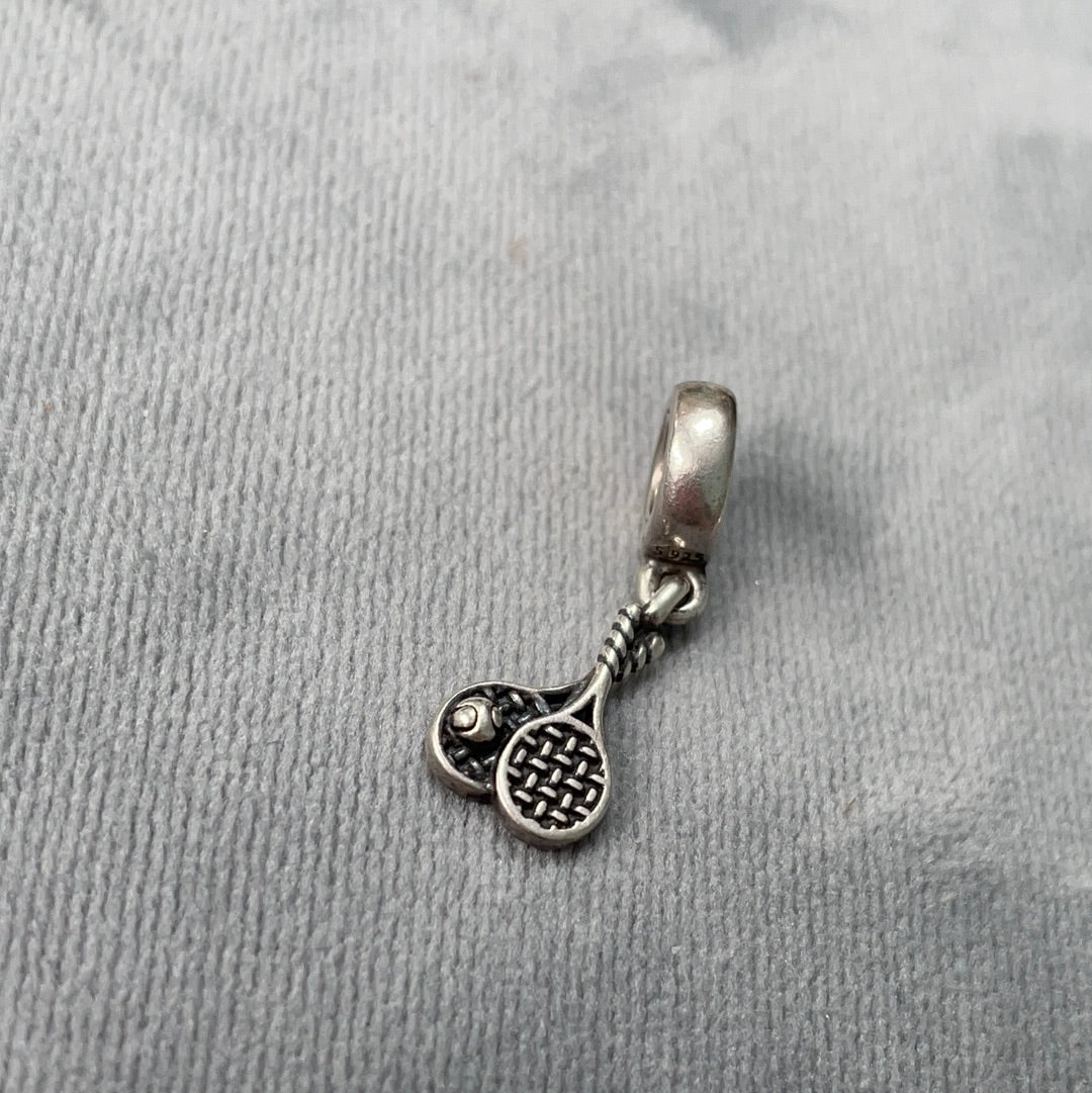 Genuine Pandora Tennis Sports Racket and Ball Charm RARE