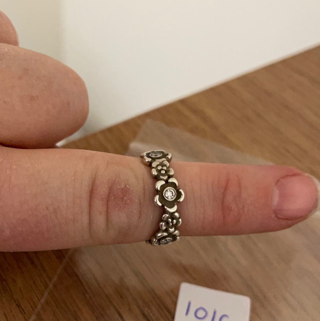 Genuine Pandora Flower Floral Band Ring With CZ Size 50
