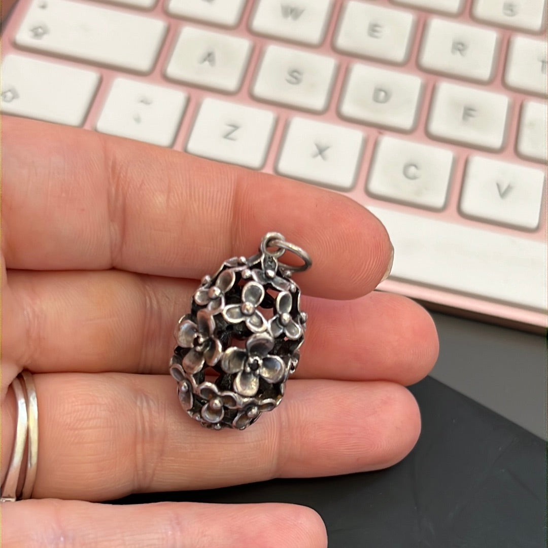 Genuine Pandora HTF Rare Wanda's Garden Flower Cage Black Crystal Pendant Necklace with 90cm Chain