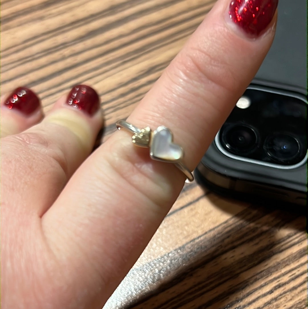 Genuine Pandora 14k Gold Two Tone Pearl Heart Size 54