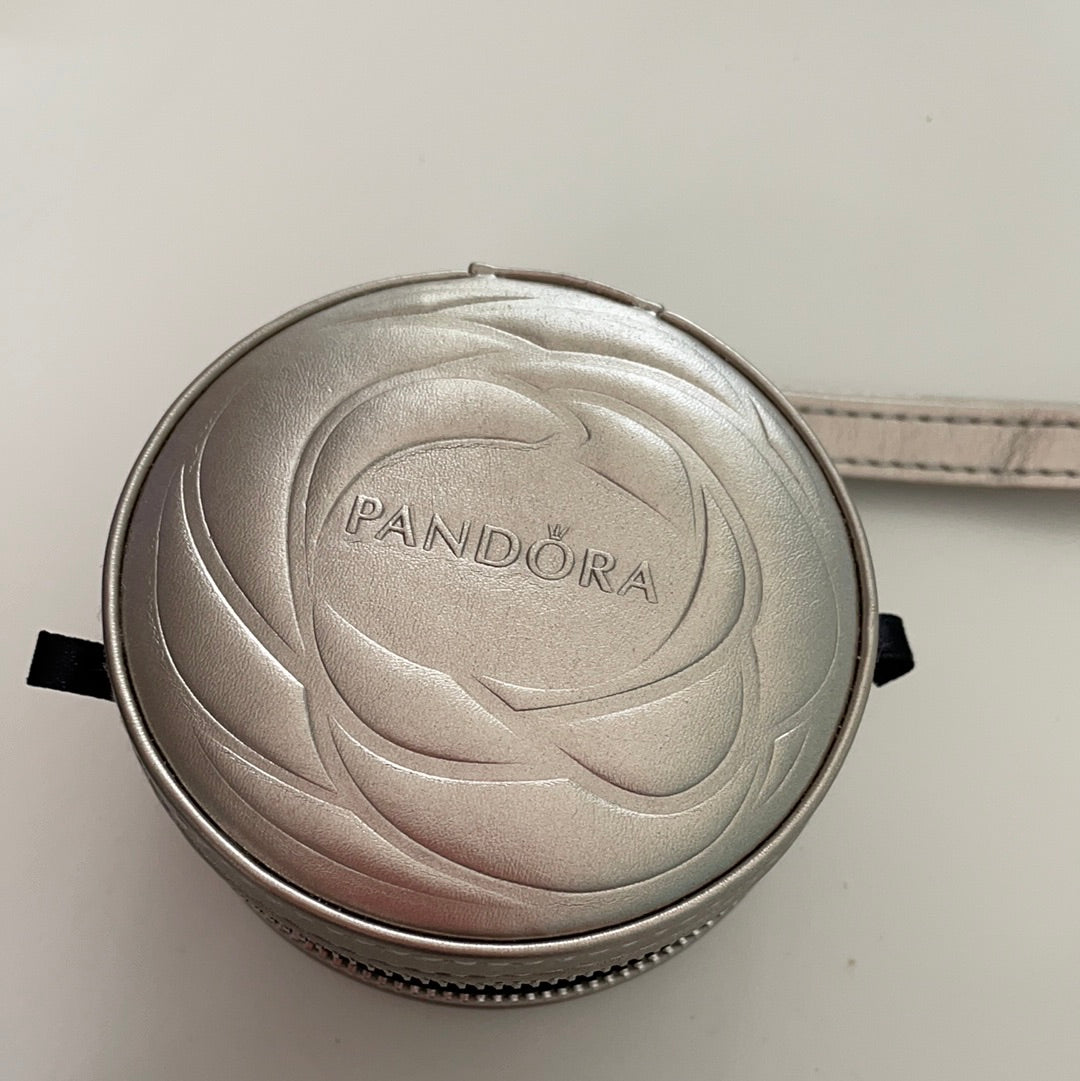 Genuine Pandora Metallic Bronze Mini Travel Rose Zipped Jewellery Box Retired Promo With Handle