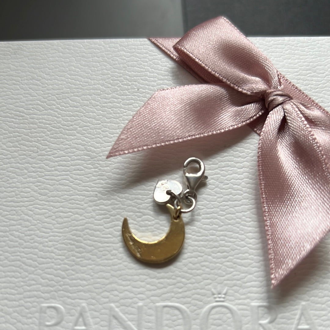 Genuine Thomas Sabo Sterling Silver Dangle Charm Two Tone Moon and Heart