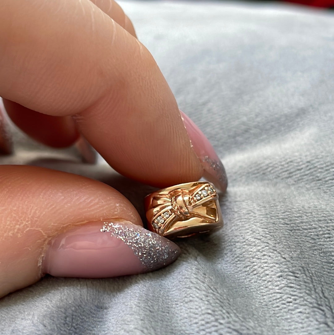 Genuine Pandora Rose Gold Pave Bow Clip x1