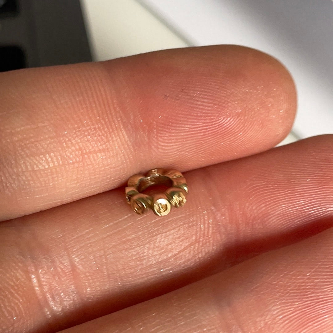 Genuine Pandora Solid 14ct Gold Tiny Roses Swirl Spacer Charm HTF
