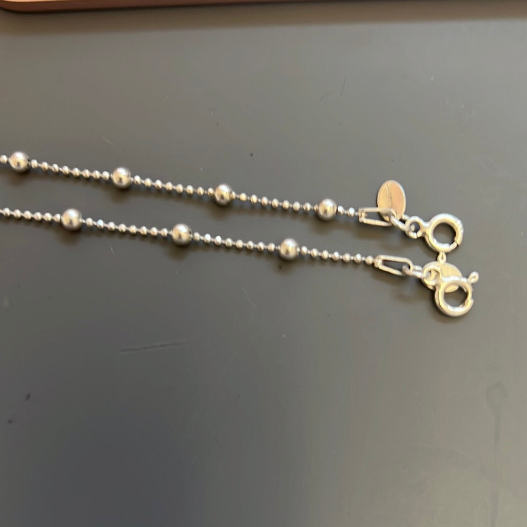 Sterling Silver Slider Beaded Dainty Bracelet 19cm