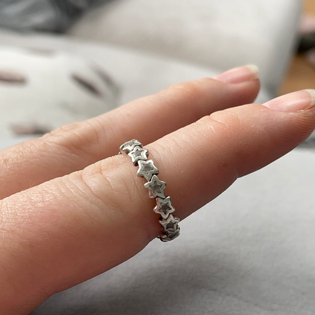 Genuine Pave Star Ring Band Stacker Size..