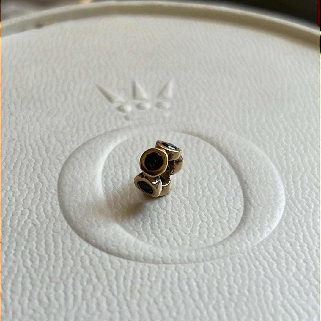 Genuine Pandora Solid 14ct Gold Lights Aquamarine Spacer Charm RARE HTF