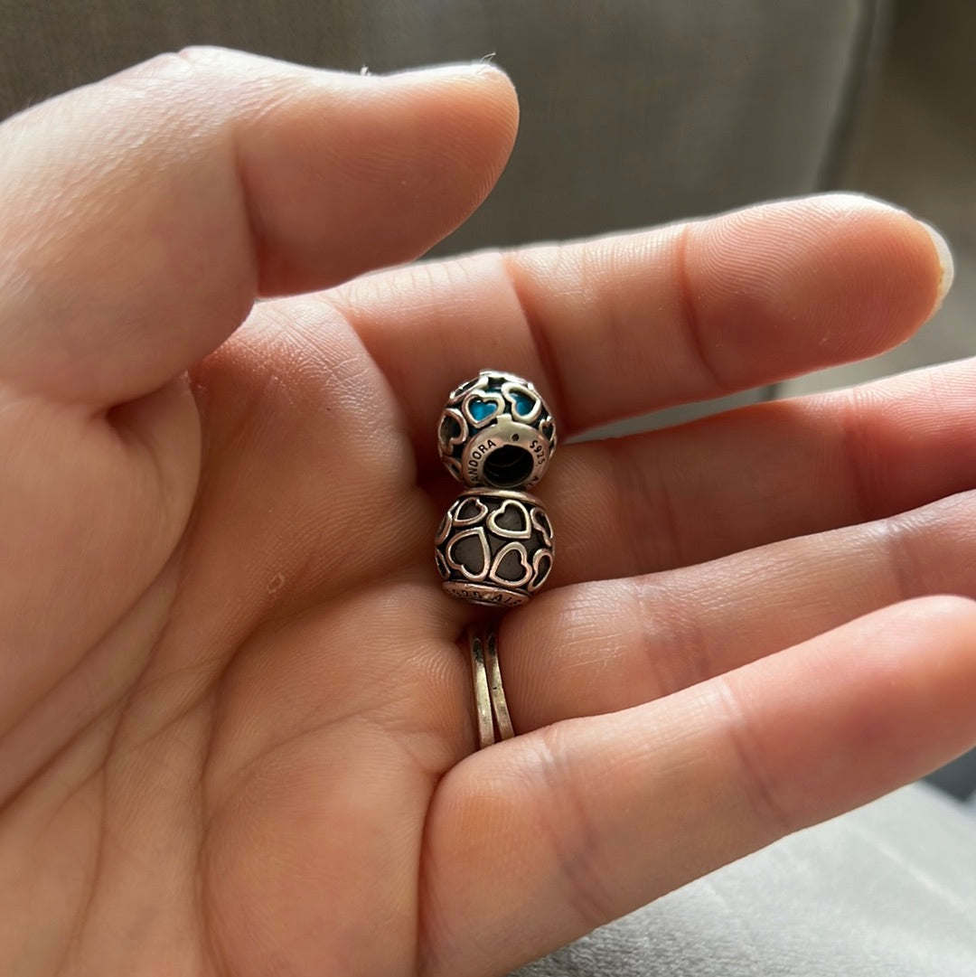 Unbranded Pair of Encased in Love Glass Silver Charm