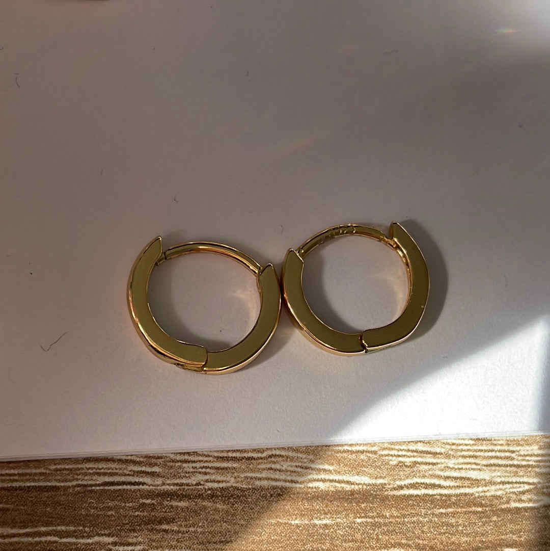 Brand New Sterling Silver Gold Plated Tiny Hoops Earrings