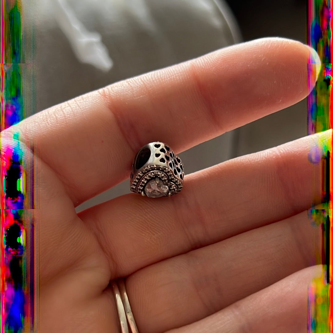 Genuine Pandora Pave Levelled Heart Charm
