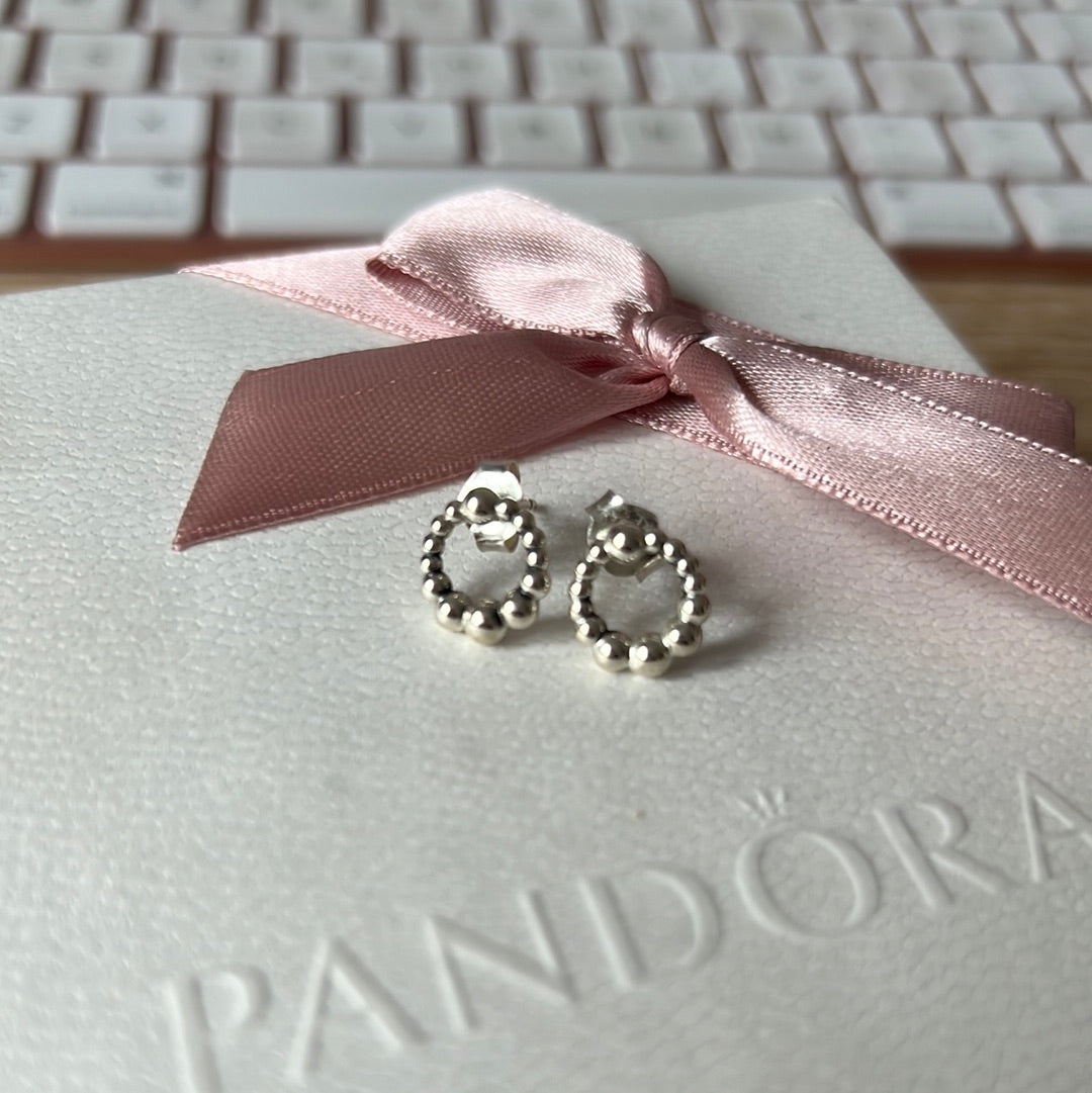 Genuine Pandora Beaded String of Beads Ball Earrings Studs