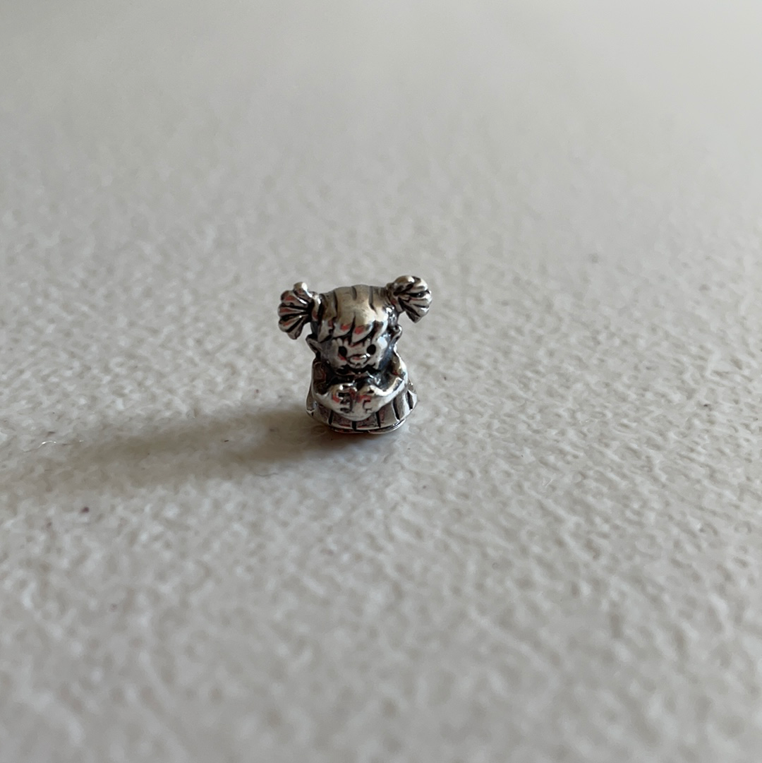 Genuine Chamilia Little Girl Daughter/ Grandchild Charm With Pigtails and heart