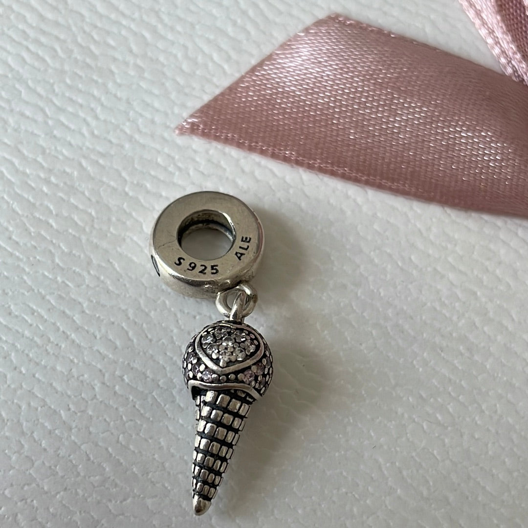 Genuine Pandora Ice Cream Pave Dangle Charm