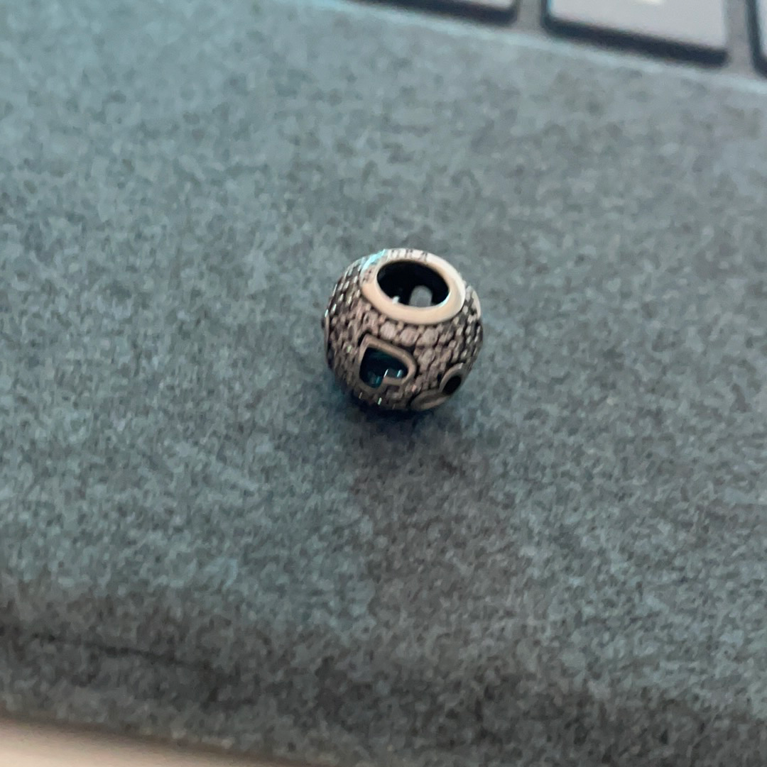 Genuine Pandora Silver Open Work Heart Pave Ball