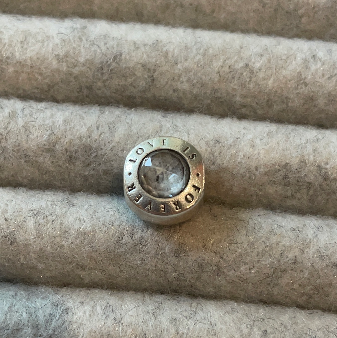 Genuine Pandora Love is Forever Charm With Clear Stone