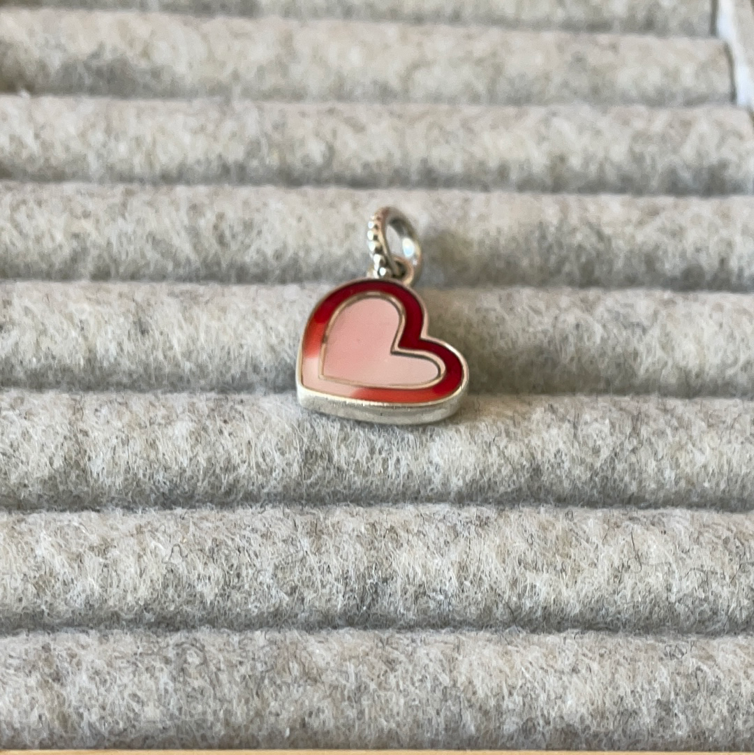 Genuine Pandora Red / Pink Heart Logo Loved Enamel Dangle