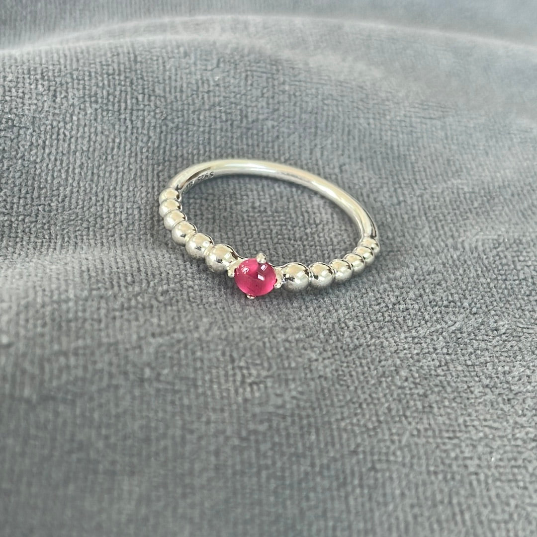 Genuine Pandora New Style Pink Birthstone Ring 52