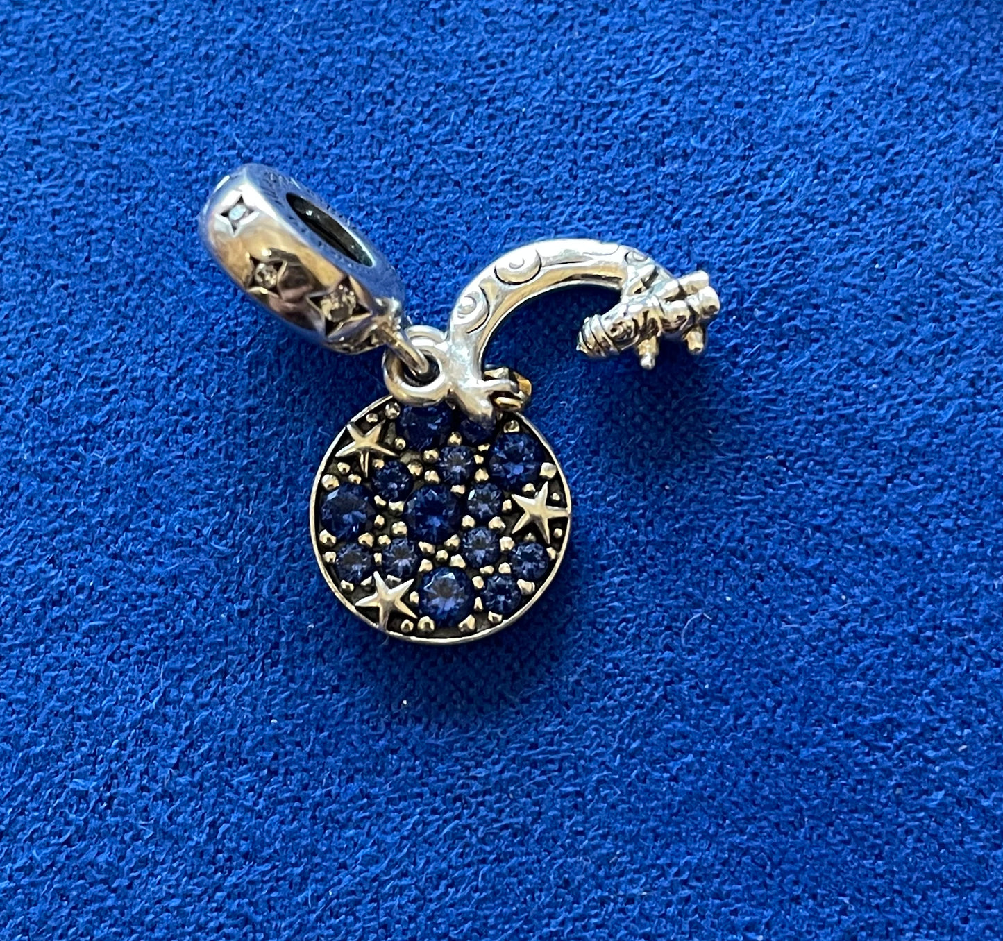 Genuine Pandora Santa Claus On The Moon Double Dangle Charm