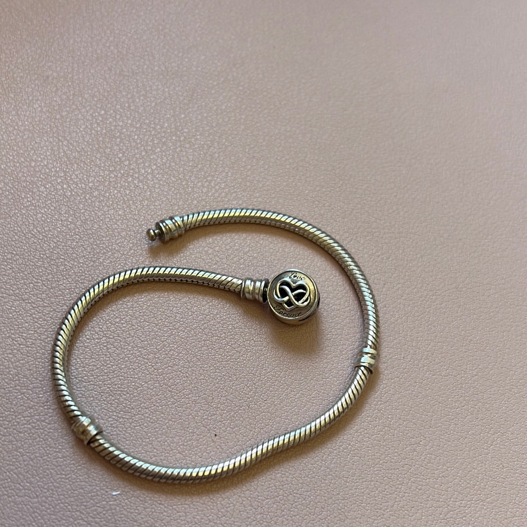 Genuine Pandora Heart Infinity Clasp Love Forever Bracelet 20cm