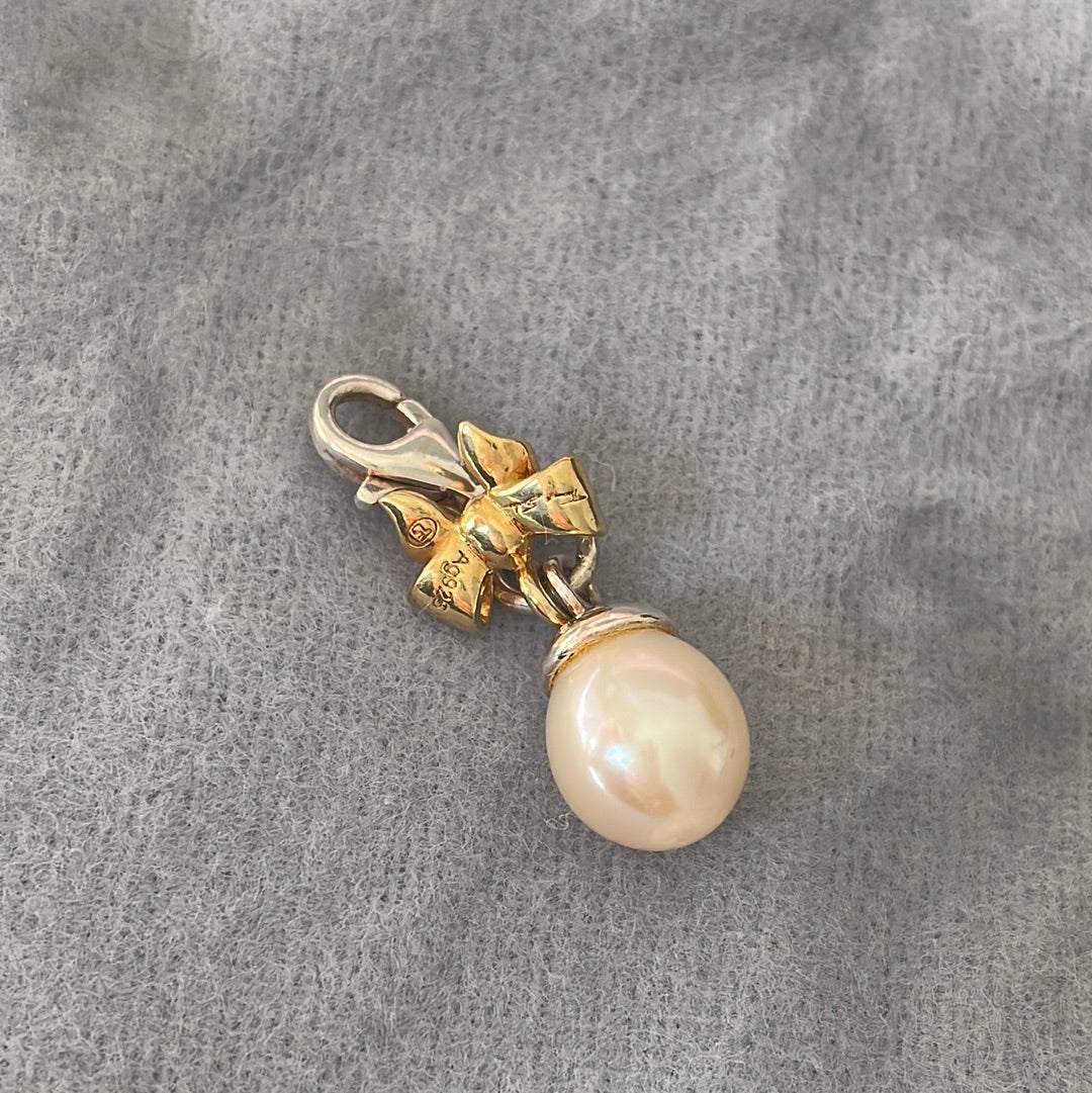 Thomas Sabo Sterling Two Tone Bow and Pearl Clip Charm