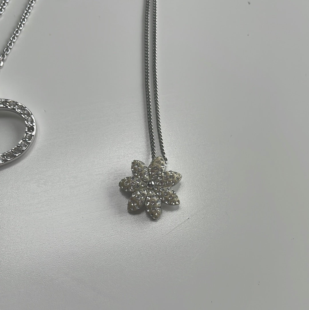 Genuine Swarovski Pave Crystal Cream Flower Poinsettia Necklace 49cm