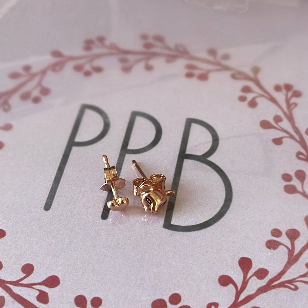 Genuine Pandora Rose Gold Heart and Lioness Stud Earrings