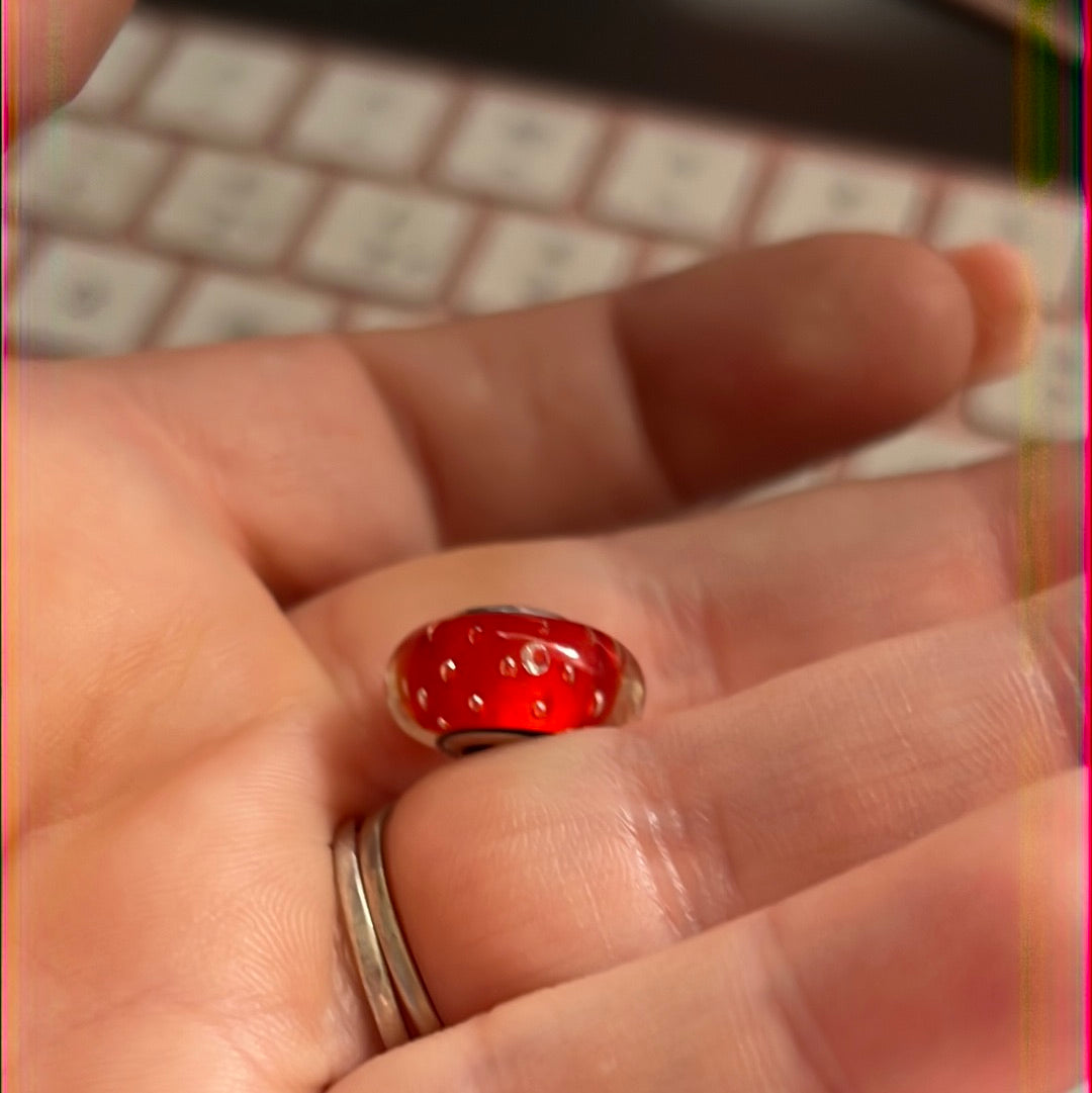 Genuine Pandora Red Fizzle Murano Charm DEFECT