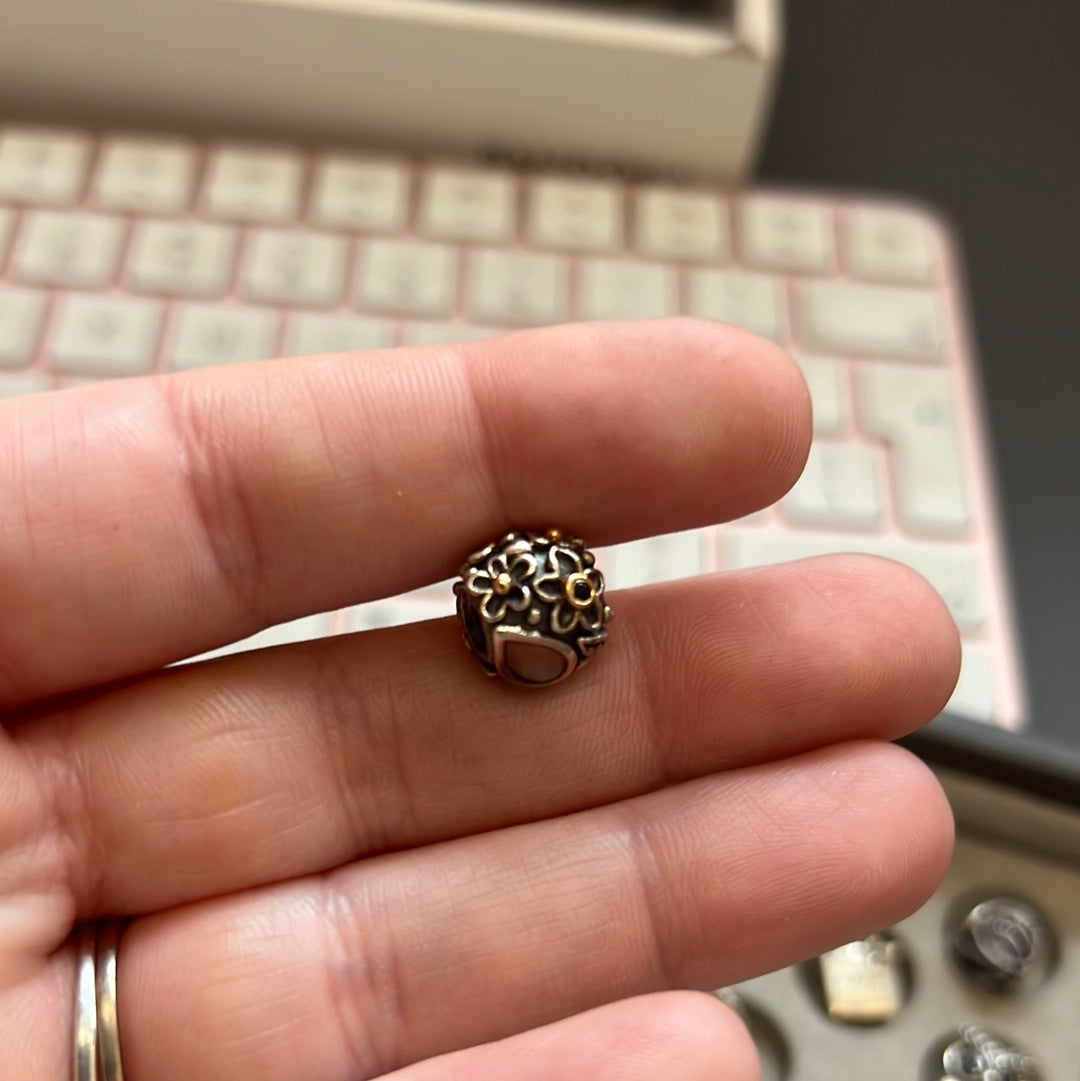 Genuine Pandora Pink Moonstone Charm Dew Drop RARE HTF