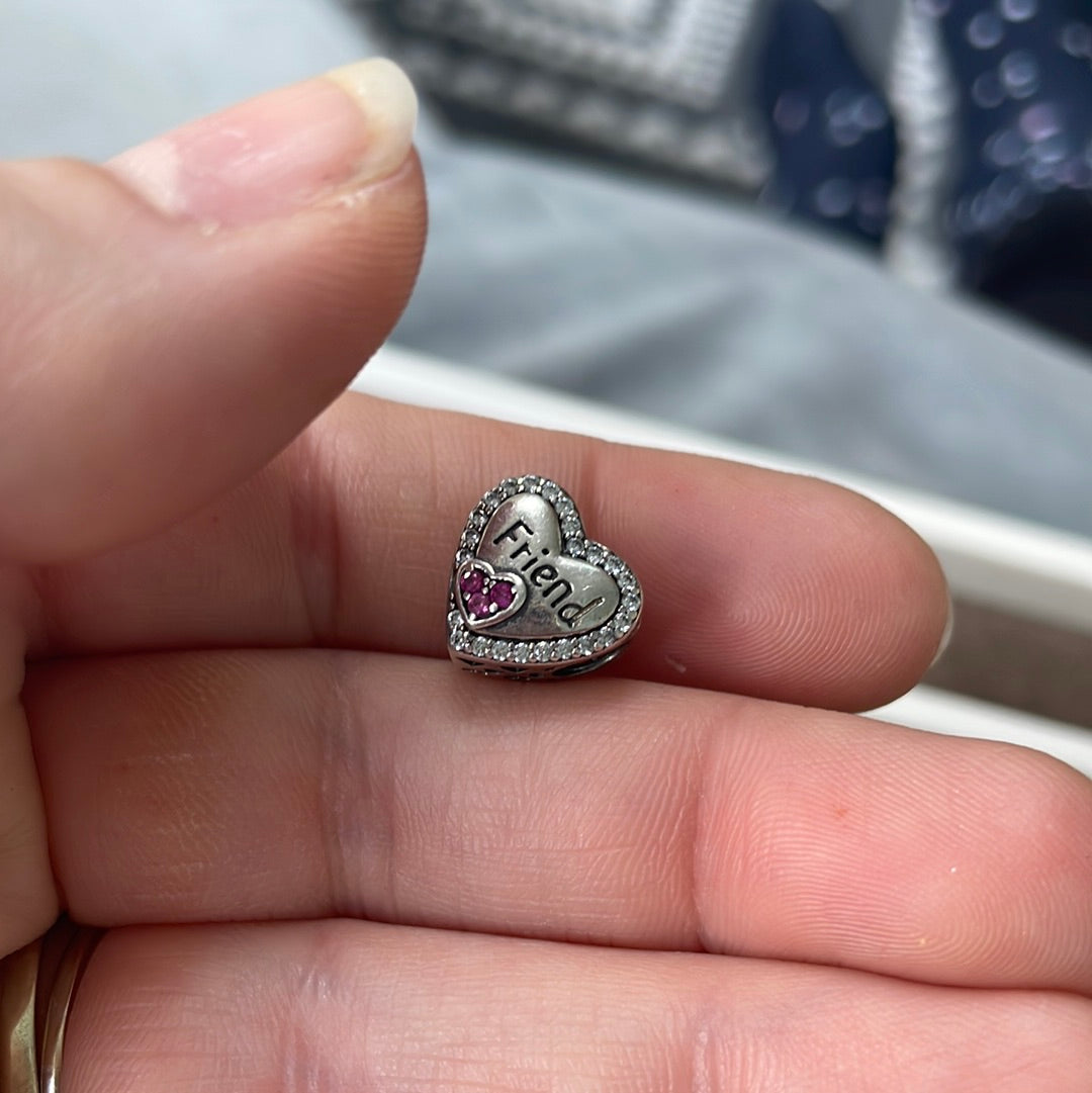 Genuine Chamilia Sparkle Pave Friend Heart Charm