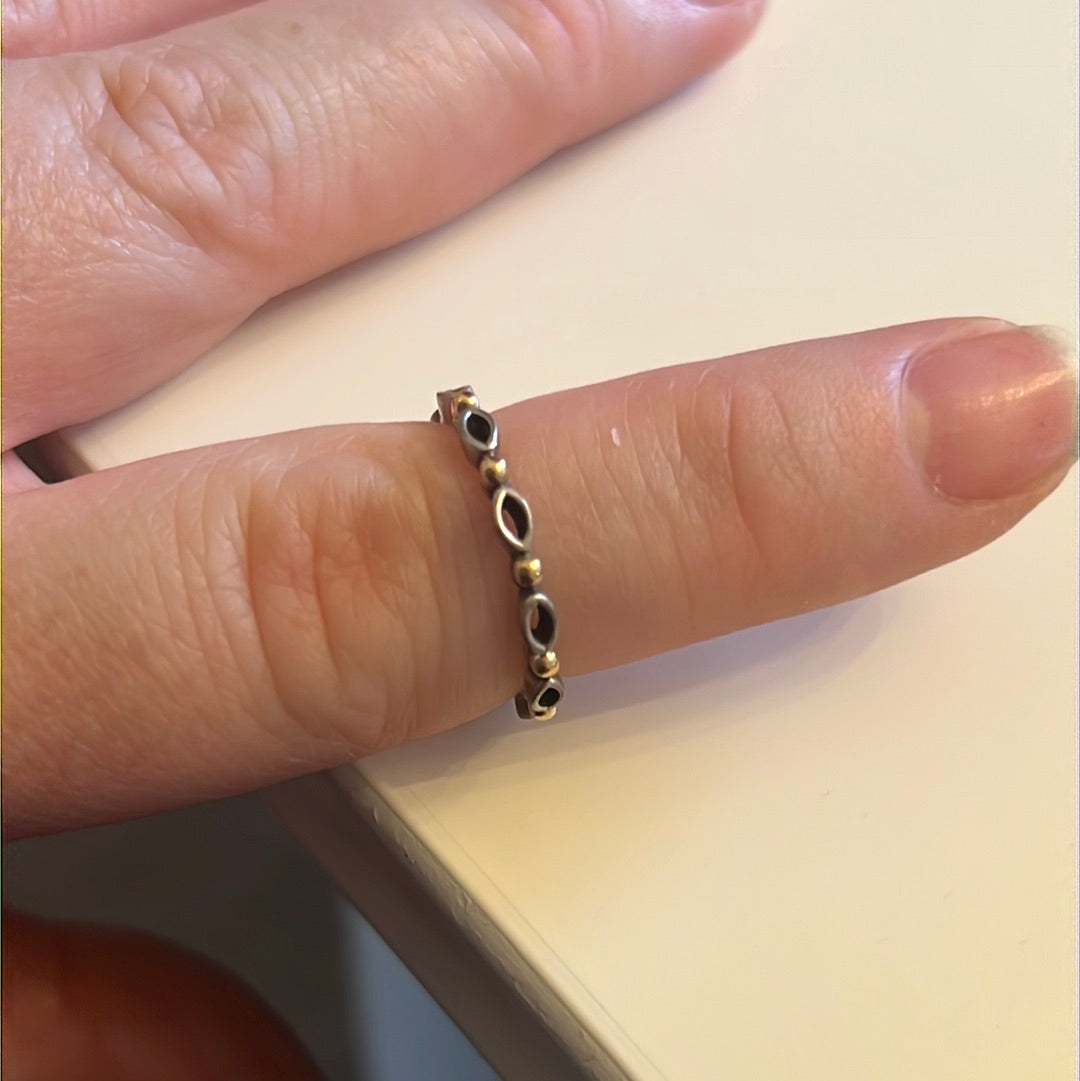 Genuine Pandora Two Tone RARE Gold Dot Oval Openwork Ring Size 56