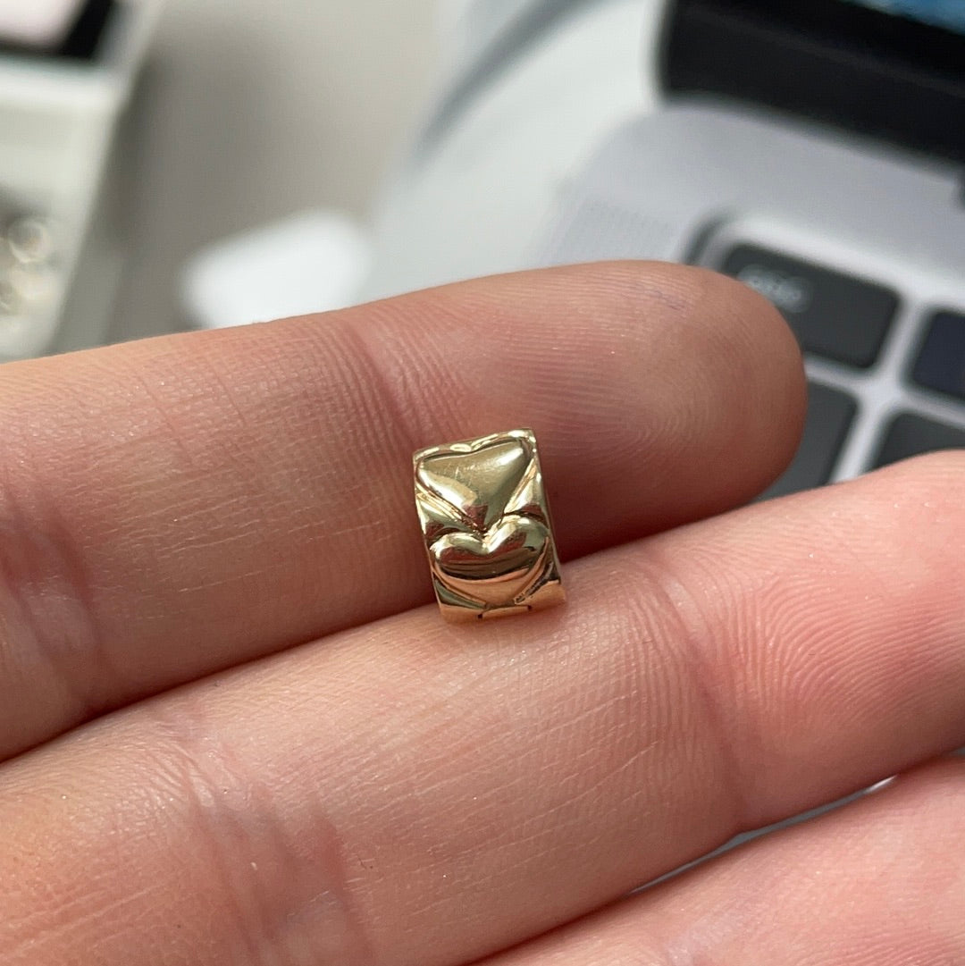 Genuine Pandora Solid Gold 14ct Double Heart Clip x1