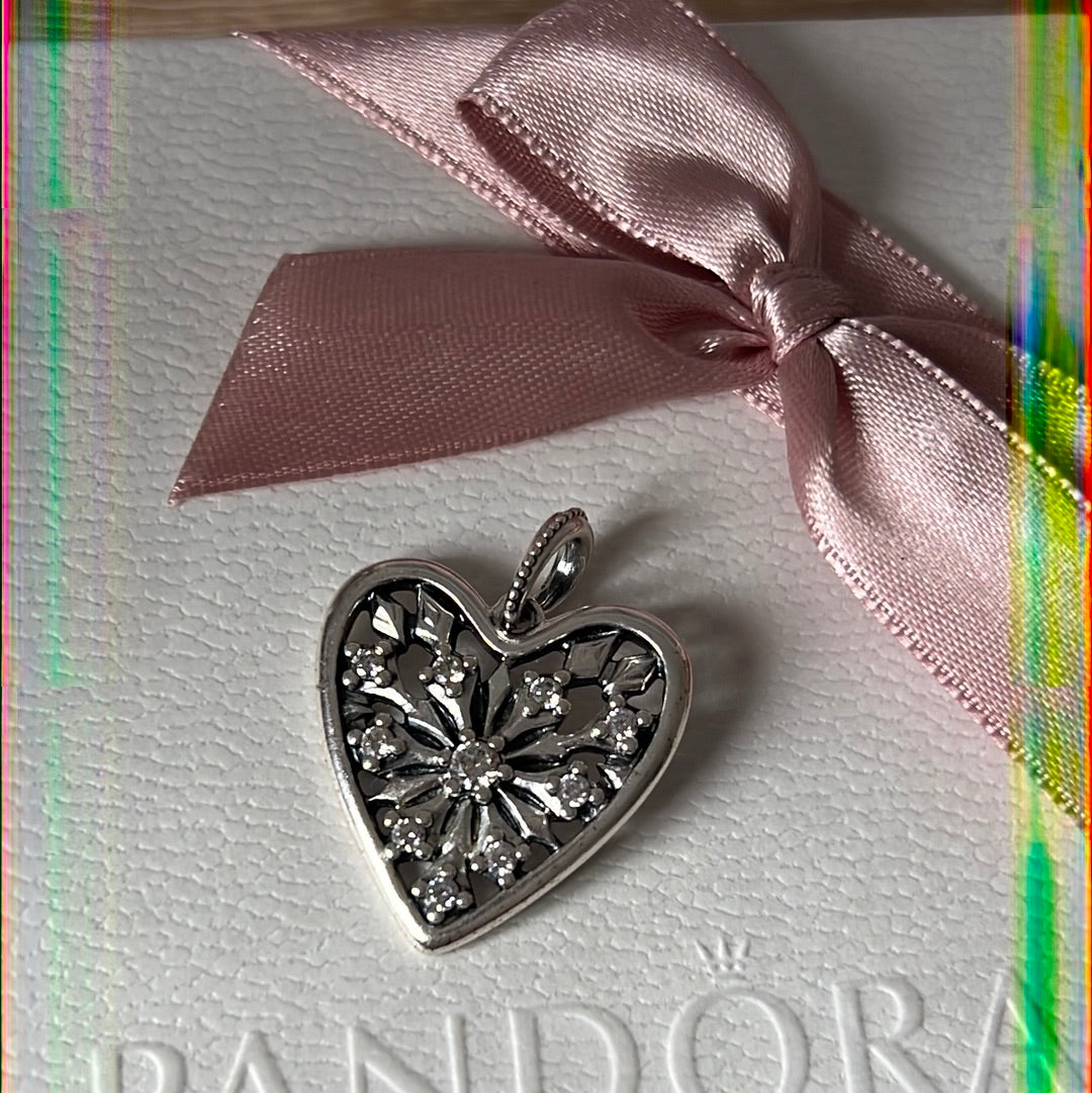 Genuine Pandora Snowflake You Melt My Heart Charm Large Pendant Necklace