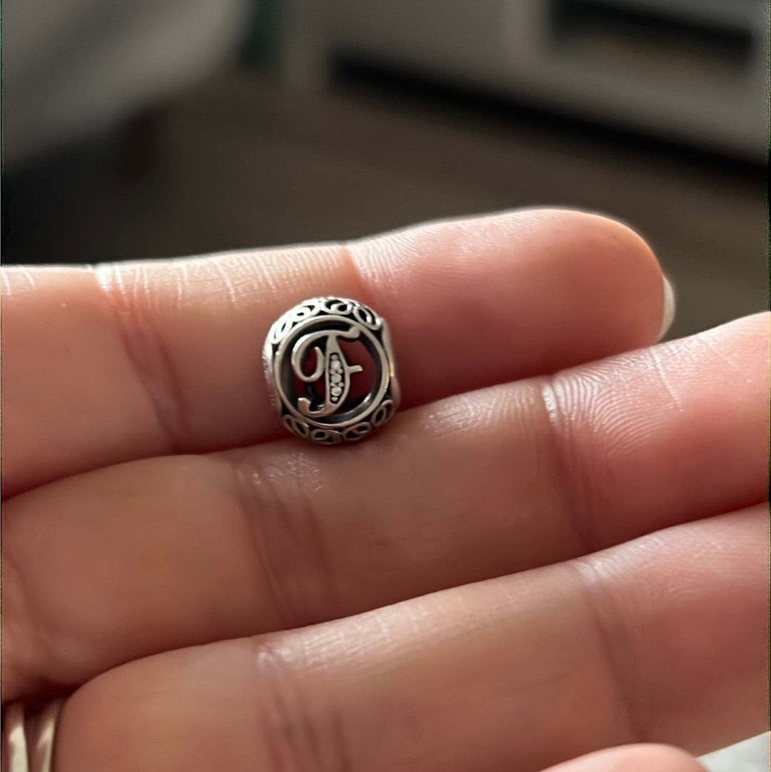 Genuine Pandora Vintage Pave Letter F Initial charm