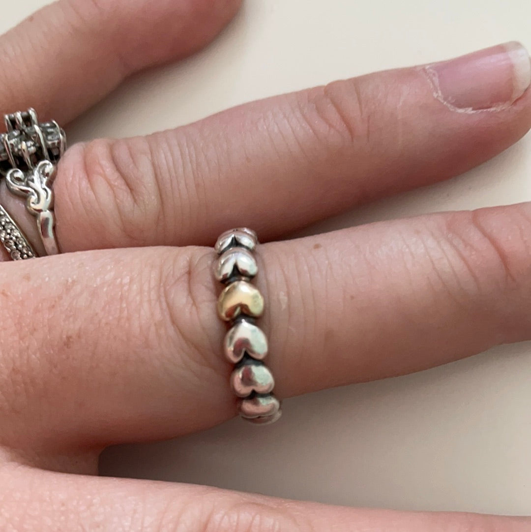 Two Tone Pandora Rings Genuine Pandora Silver & 14k Gold Two Tone Ring Heart Size ...