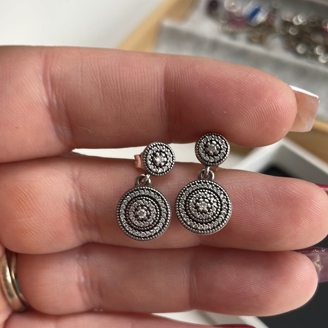 Genuine Pandora Pave Elegance Dangle Earrings Beautiful