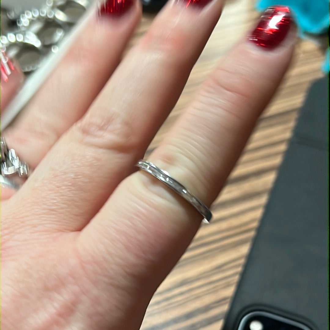 Sterling Silver CZ Line Ring Size 60