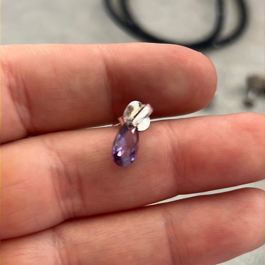 Sterling Silver Amethyst Gem Stone Drop Earrings